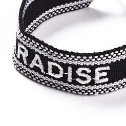 Word Paradise Polycotton(Polyester Cotton) Braided Bracelet with Tassel Charm&nbsp;BJEW-F429-09