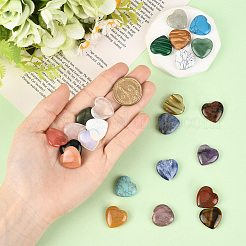 24Pcs 24 Styles Heart Mixed Gemstone & Porcelain Palm Stones&nbsp;G-SP0001-29