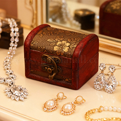 Retro Wooden Jewelry Storage Treasure Chest with Latch Clasps for Trinkets&nbsp;CON-CL0001-12