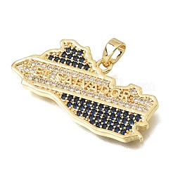 Brass Micro Pave Blue Cubic Zirconia Pendants&nbsp;KK-C263-10G