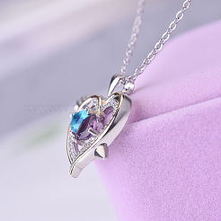 Alloy Rhinestone Heart Pendant Necklaces for Women&nbsp;WG114D4-01