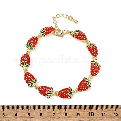 Brass Emenal Link Bracelets for Women&nbsp;BJEW-S175-01G