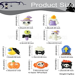 60Pcs 10 Styles Halloween Theme Opaque Resin Decoden Cabochons&nbsp;CRES-CJ0001-69