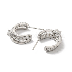 Brass with Cubic Zirconia Round Stud Earrings&nbsp;EJEW-B035-18P