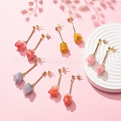 Acrylic 3D Flower Dangle Stud Earrings&nbsp;EJEW-JE04935