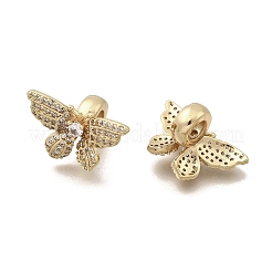 Brass Micro Pave Clear Cubic Zirconia European Beads&nbsp;KK-Z126-23G