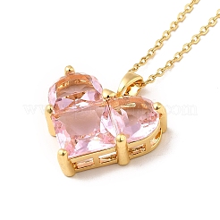Pink Cubic Zirconia Pendant Necklace&nbsp;LS-NJEW-H161-01A