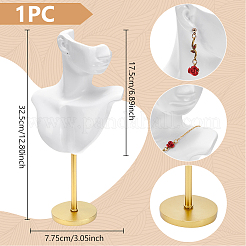 Resin Side Body Model Bust Shaped Jewelry Earrings Display Stands with Metal Base&nbsp;AJEW-WH0695-229B