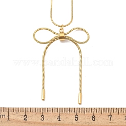 PVD Vacuum Plating 304 Stainless Steel Bowknot Pendant Round Snake Chain Necklaces for Women&nbsp;NJEW-Z044-10G