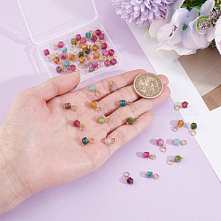50Pcs Natural Colorful Tourmaline Faceted Table Cut Cube Charms&nbsp;G-HY0002-05