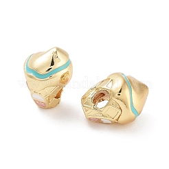 Ice Cream Cone House Rack Plating Brass Enamel Beads&nbsp;KK-G512-06G