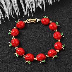 Brass Enamel Link Bracelets&nbsp;BJEW-K278-01A-G