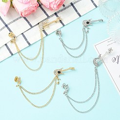 4Pcs 4 Styles Alloy Rhinestone Hanging Chain Brooch&nbsp;JEWB-CJ0003-55