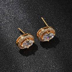 Brass Micro Pave Cubic Zirconia Stud Earrings for Women&nbsp;EJEW-F418-12G