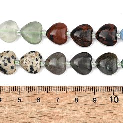 Gradient Color Natural African Bloodstone & Dalmatian Jasper & Mahogany Obsidian & Dyed White Jade & Fluorite Beads Strands&nbsp;G-B185-A12