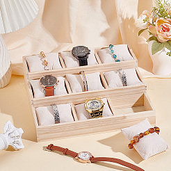 3-Tier 9 Grids Wood Bracelet Display Stands&nbsp;BDIS-WH0003-33A