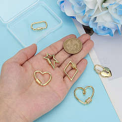 6Pcs 6 Styles Brass Screw Carabiner Lock Charms&nbsp;ZIRC-ME0001-06