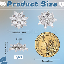 6PCS Brass Micro Pave Clear Cubic Zirconia Buttons&nbsp;KK-FG0001-26A