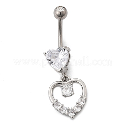 Alloy Crystal Rhinestone Dangle Curved Barbell Belly Rings&nbsp;LS-AJEW-R007-04P-06