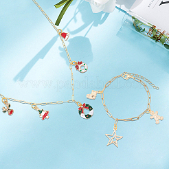 Christmas Theme DIY 304 Stainless Steel Chains Bracelet/Neckalces Making Kits&nbsp;DIY-SP0006-04