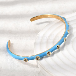 304 Stainless Steel Enamel Cuff Bangles for Women&nbsp;BJEW-D408-10G