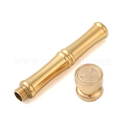 Golden Tone Brass Wax Seal Stamp Head with Bamboo Stick Shaped Handle&nbsp;LS-STAM-K001-05G-I