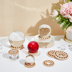 AHADEMAKER 8Pcs 2 Style Wood Crystal Ball Display Bases&nbsp;AJEW-GA0004-65