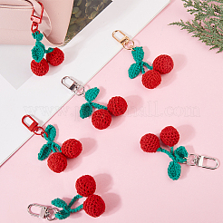 6Pcs 3 Colors Cherry Wool Knitting Pendant Decorations&nbsp;HJEW-CP0001-20