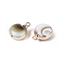 Electroplate Natural Sea Shell Pendants&nbsp;SSHEL-Q100-11B-KCG