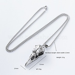 Vintage Gothic Raven Skull 304 Stainless Steel Pendant Necklaces for Men Women&nbsp;XV7044