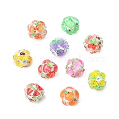 10Pcs 10 Colors Fruit Round Resin Beads&nbsp;RESI-CJ0004-94