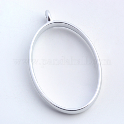 Rack Plating Alloy Oval Open Back Bezel Pendants&nbsp;X-PALLOY-S047-26B-FF