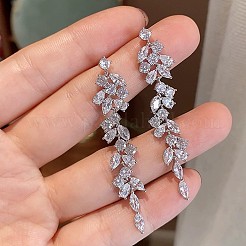 Alloy Rhinestone Tassel Dangle Earrings&nbsp;FS-WG3A30F-01