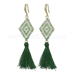 Glass Seed Beads & Brass Dangle Earrings for Women&nbsp;EJEW-MZ00800-01