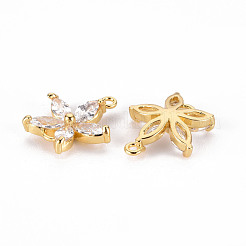 Brass Micro Pave Clear Cubic Zirconia Link Connectors&nbsp;X-ZIRC-S068-022-NF