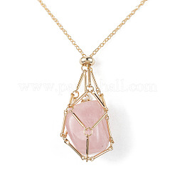 Brass Macrame Pouch Empty Stone Holder for Pendant Necklaces Making&nbsp;NJEW-JN04444-02