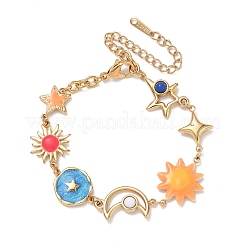 304 Stainless Steel Enamel Colorful Star Sun Moon Link Chain Bracelets for Women&nbsp;SA-CBA7107-06G