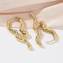 Rack Plating Brass Melting Drop Hoop Earrings for Women&nbsp;X-EJEW-Z019-19G