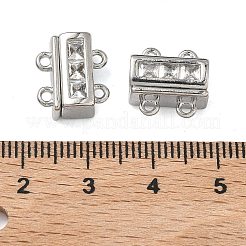 Brass Micro Pave Clear Cubic Zirconia Magnetic Clasps&nbsp;KK-C066-17P