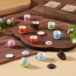 10 Sets 5 Colors Resin Tea Cups & Plates Miniature Ornaments&nbsp;DIY-TADJ0001-23