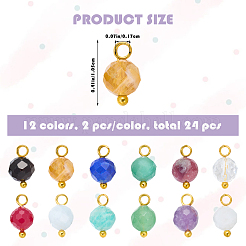 24Pcs 12 Styles Natural Gemstone Birthstone Pendants&nbsp;PALLOY-SW00109