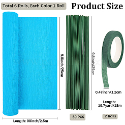 6 Rolls 6 Colors Handmade Crepe Paper&nbsp;DIY-CP0012-89C