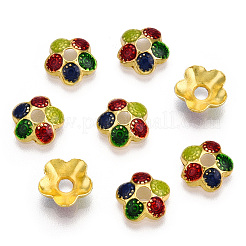 5-Petal Alloy Enamel Bead Caps&nbsp;X1-ENAM-TAC0023-02