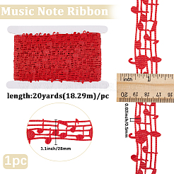 20 Yards Polyester Musical Note Lace Trim Ribbon&nbsp;OCOR-GF0004-44G