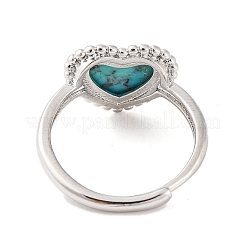 Heart Natural Turquoise Adjustable Rings&nbsp;RJEW-Q817-05P-04