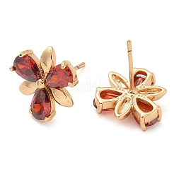 Rack Plating Flower Brass Cubic Zirconia Stud Earrings&nbsp;EJEW-M090-13G-02