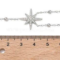 304 Stainless Steel Micro Pave Clear Star Pendant Long Tassel Y Necklaces for Women&nbsp;NJEW-C119-02P