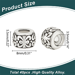 40Pcs Tibetan Silver Alloy Spacer Beads&nbsp;TIBEB-LP0001-02
