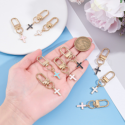 8Pcs 4 Colors Alloy Enamel Pendant Keychains&nbsp;KEYC-ME0001-12