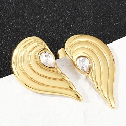 304 Stainless Steel Rhinestone Stud Earrings&nbsp;EJEW-U046-02G